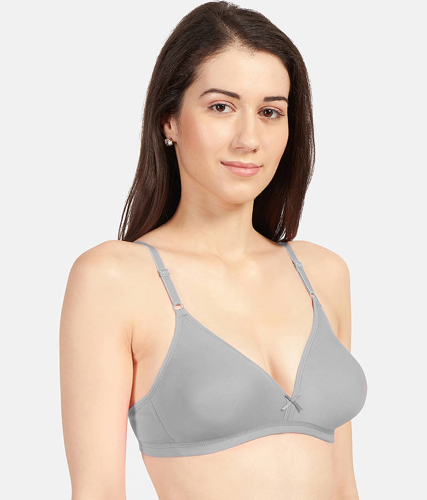 Sonari Cotton Blend Non Padded Women's Plunge Bra ( Light Grey ) omaniagrey view 2