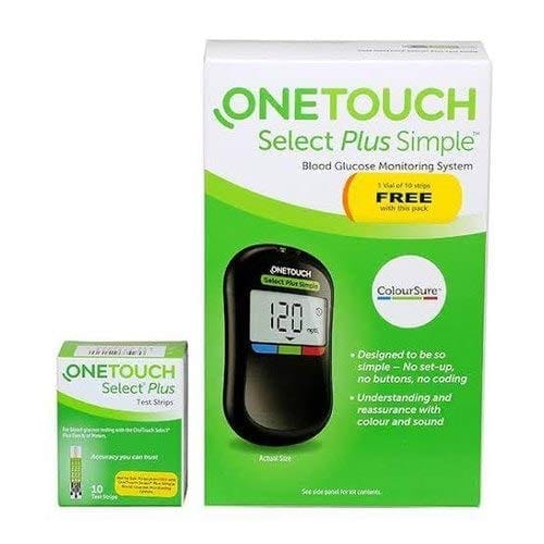 OneTouch Select Plus Simple Glucometer with 10+50 Strips Combo view 2