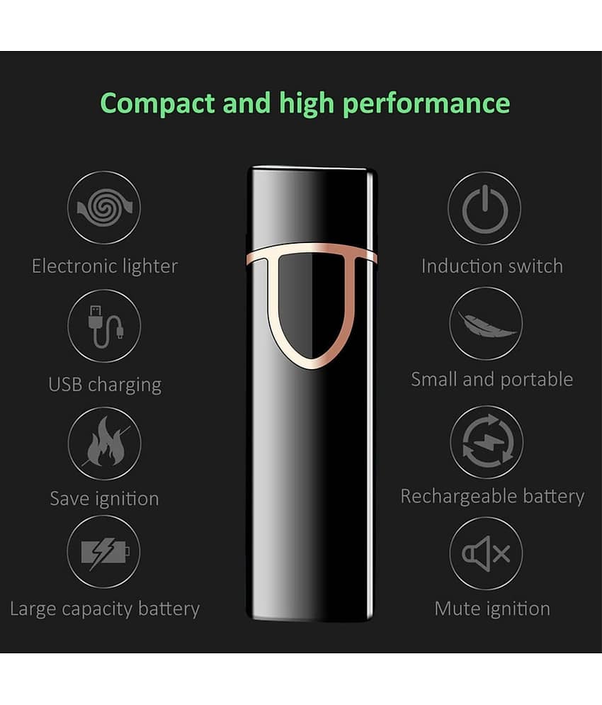SKYRISE Black Aluminium Cigarette Lighter ( Pack of 1 ) view 2