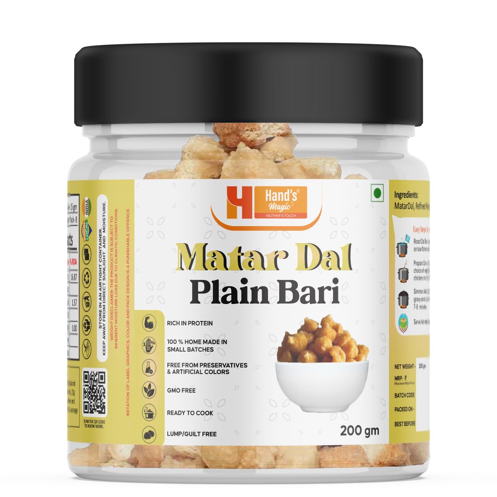 Hand’s Magic Matar Dal Plain Bari | High Protein | Ready to Cook | 100% Homemade | No Preservatives | Natural & Healthy | 200g