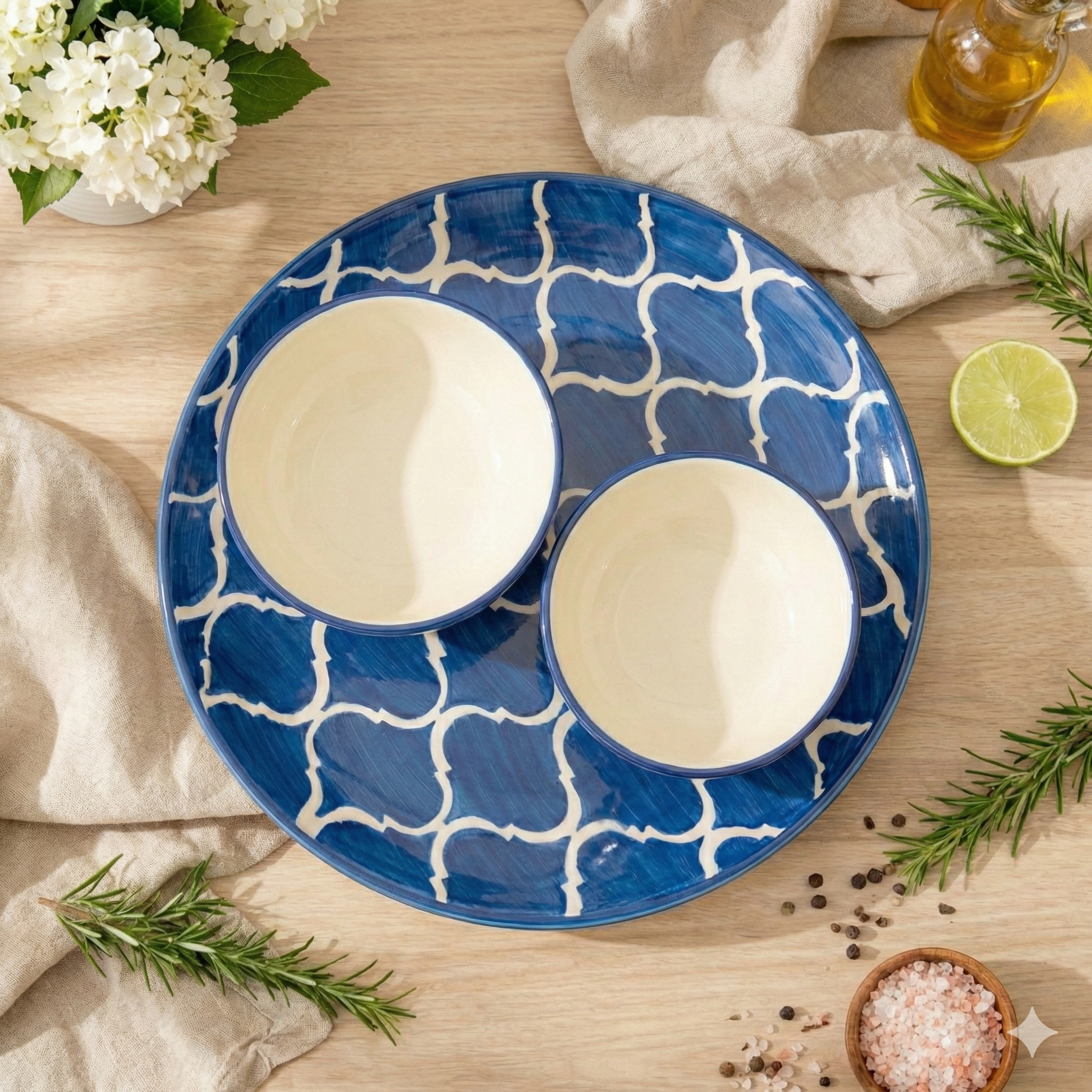 Indigo Mosaic Dinner Set view 2
