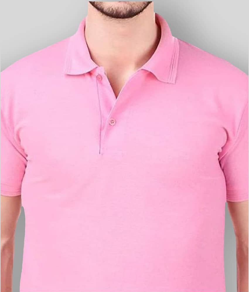 SKYRISE Pack of 1 Cotton Blend Slim Fit Solid Half Sleeves Men's Polo T Shirt ( Pink ) view 2