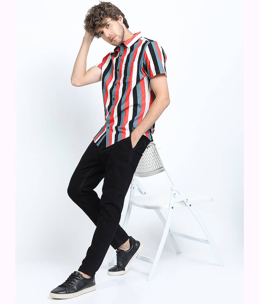 Locomotive 100% Cotton Slim Fit Printed Half Sleeves Men's Casual Shirt - Multicolor ( Pack of 1 ) view 2