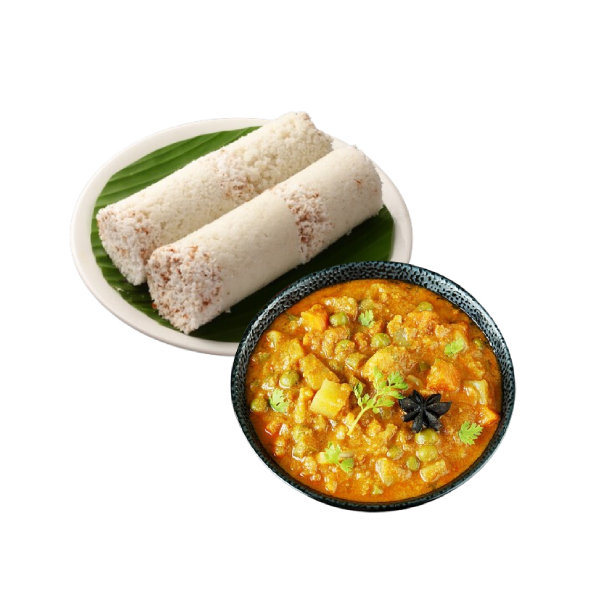 Puttu with Veg Kurma 3 Pcs
