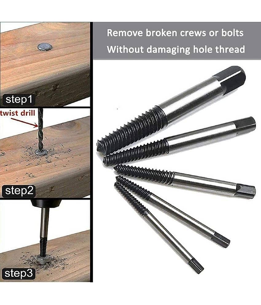SHUANG YOU Damaged Screw Extractor Breakage Bolt Extractor Drill Bits Guide Set Broken Easy Out Fastener Kit (Pack of 5) view 2