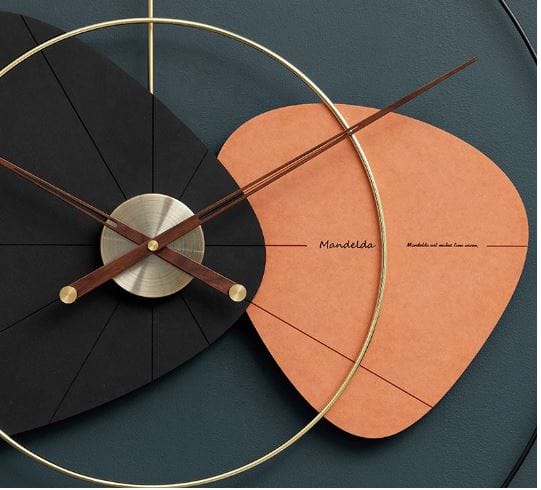 Modern big metal wall clocks simple home decoration|black orange view 2