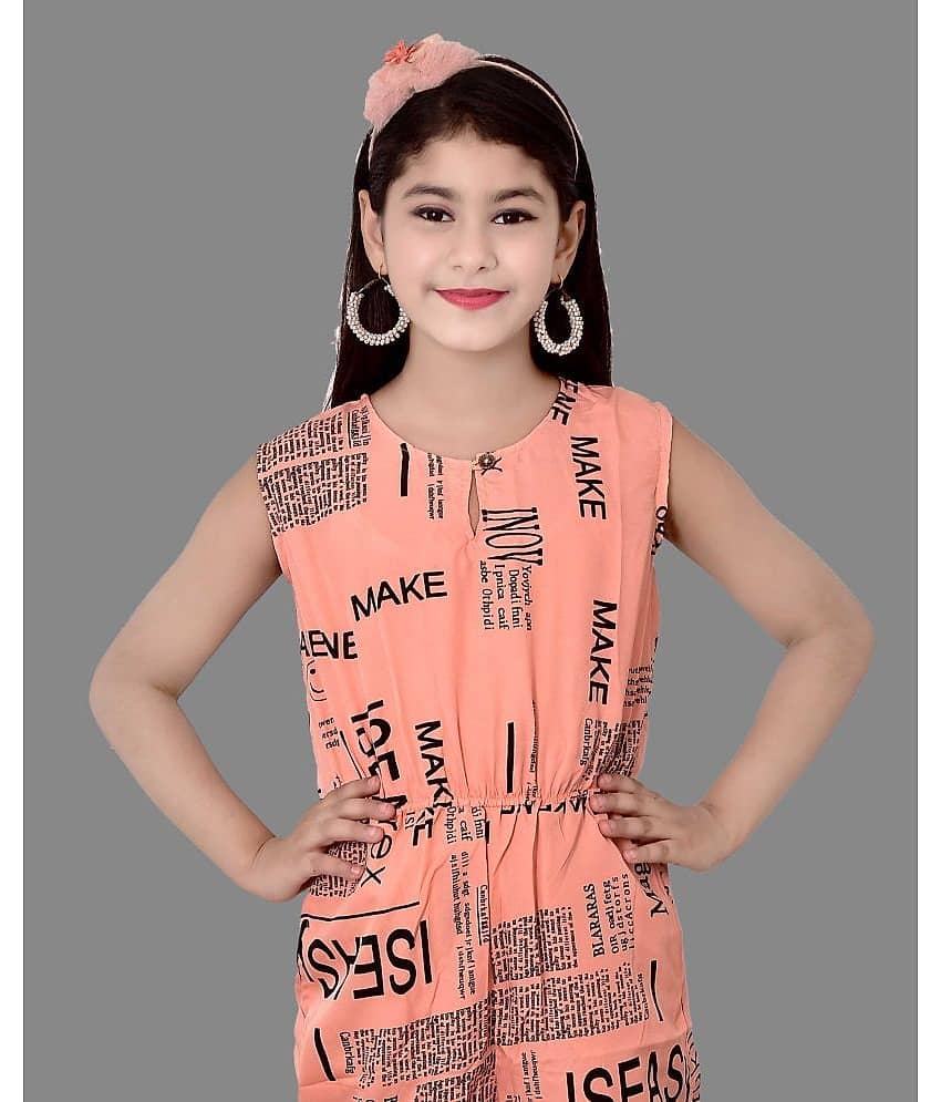 Cherry Tree Girls Crepe Jumpsuit ( Pack of 1 , Orange ) view 2