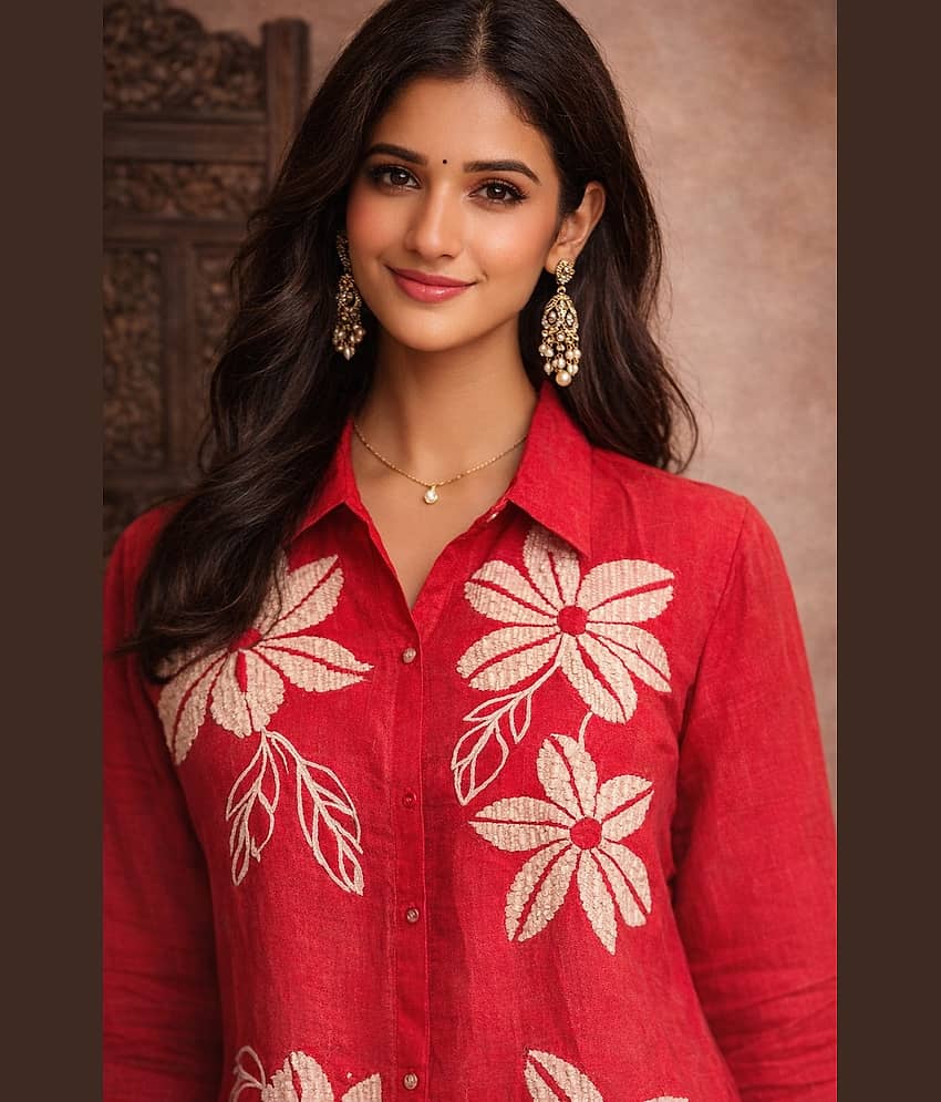 Aarika Women Embroidered Tunic With Trousers Co-Ord Set ( Pink ) view 2