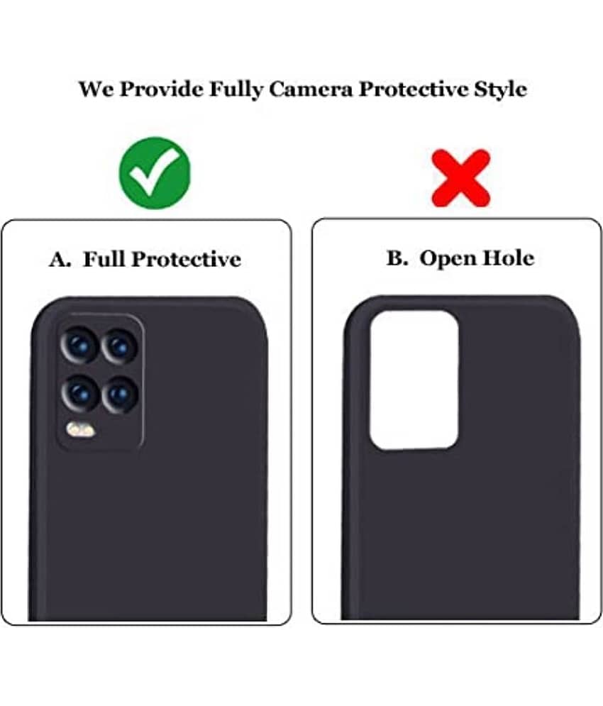 ZAMN - Black Silicon Plain Cases Compatible For Realme 8 ( Pack of 1 ) view 2