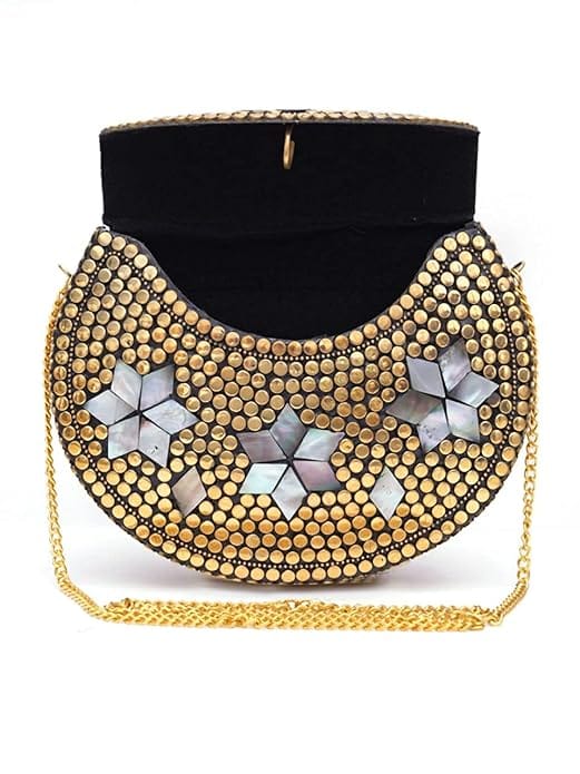 Shakuntala Textiles bridal bag Brass Metal Clutch Sling Bag (Golden) view 2