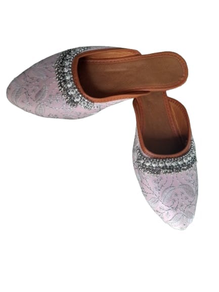 Embroidered Pink Slip-On Shoes with Embellishments view 2