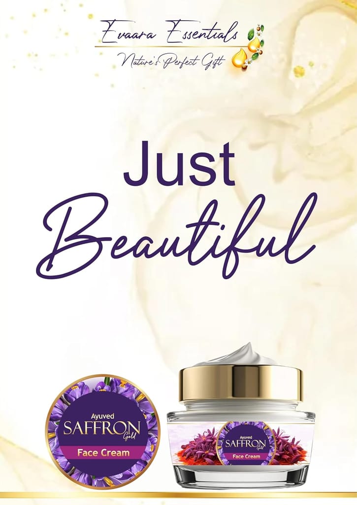 Ayuved Saffron Gold Face Cream, Luxury Skin Care with Purple Crocus Extract, 50g view 2