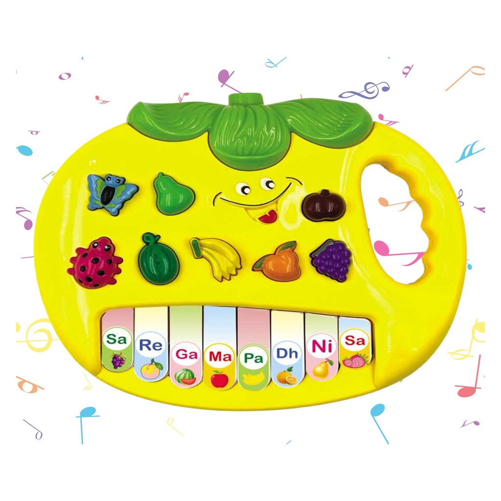 KTRS Enterprise Apple Musical Piano with 3 Modes Sounds Quiz Spellings and Tunes- Yellow view 2