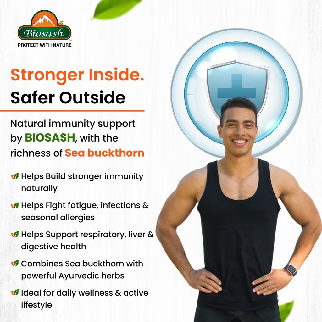 Biosash Sea Buckthorn IMMUNOSASH Juice 750ml | From Certified Organic Berries, Cold-Pressed | Rich in Omega 3 6 7 9 & Vitamins | Herbal extracts |No Added Sugar | Immunity & Vitality | 150 Serves view 2