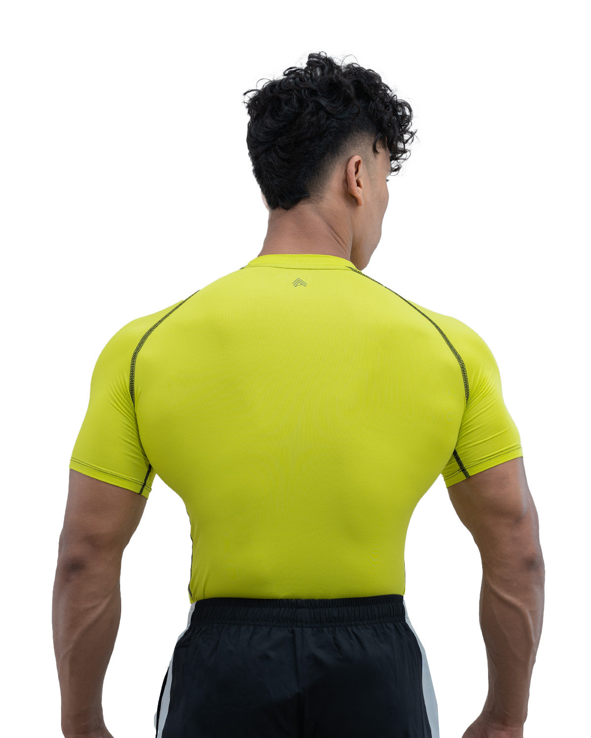 Athflex Men's Half Sleeve Edge Compression T-Shirt-Athletic Base Layer for Gym,Cycling,Training,Workout,Poly-Spandex Blend,Tactical Sportswear & Gymwear - chartreuse yellow/S view 2