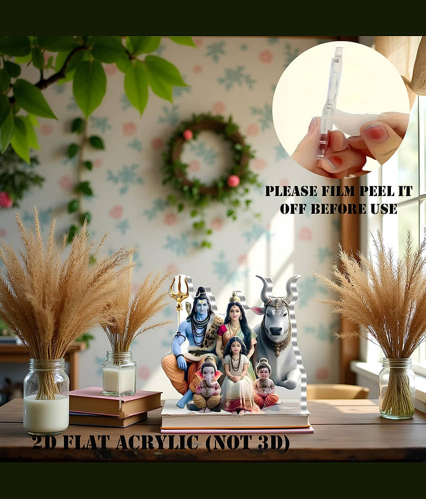 Flenzy 2D Flat Acrylic Religious Mahadev with his Family