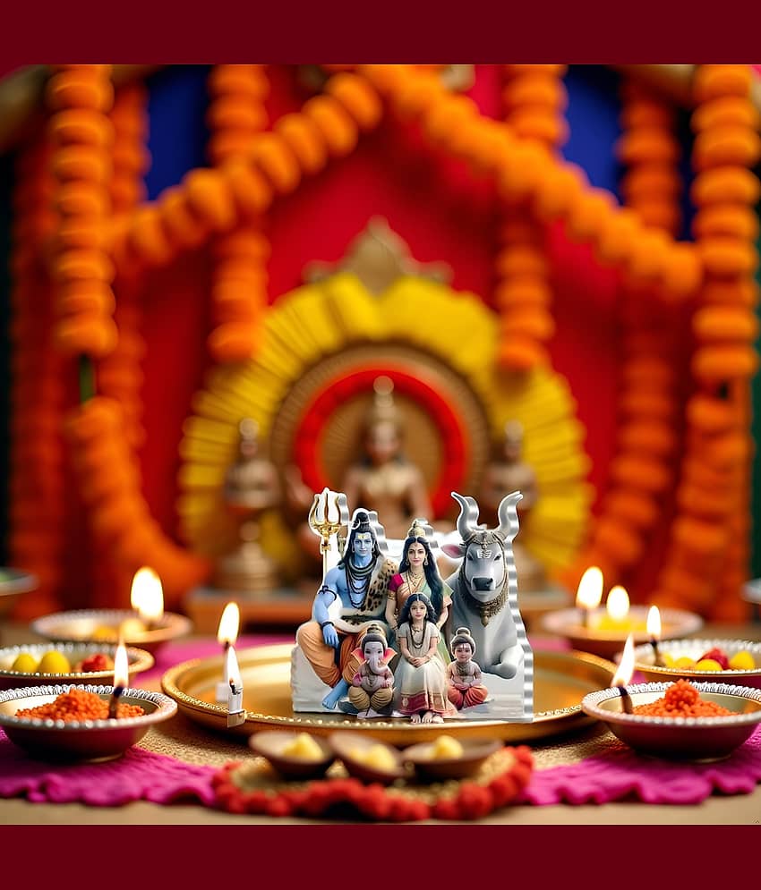 Flenzy 2D Flat Acrylic Religious Mahadev with his Family view 2