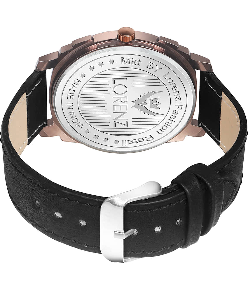 Lorenz Black Leather Analog Men's Watch view 2