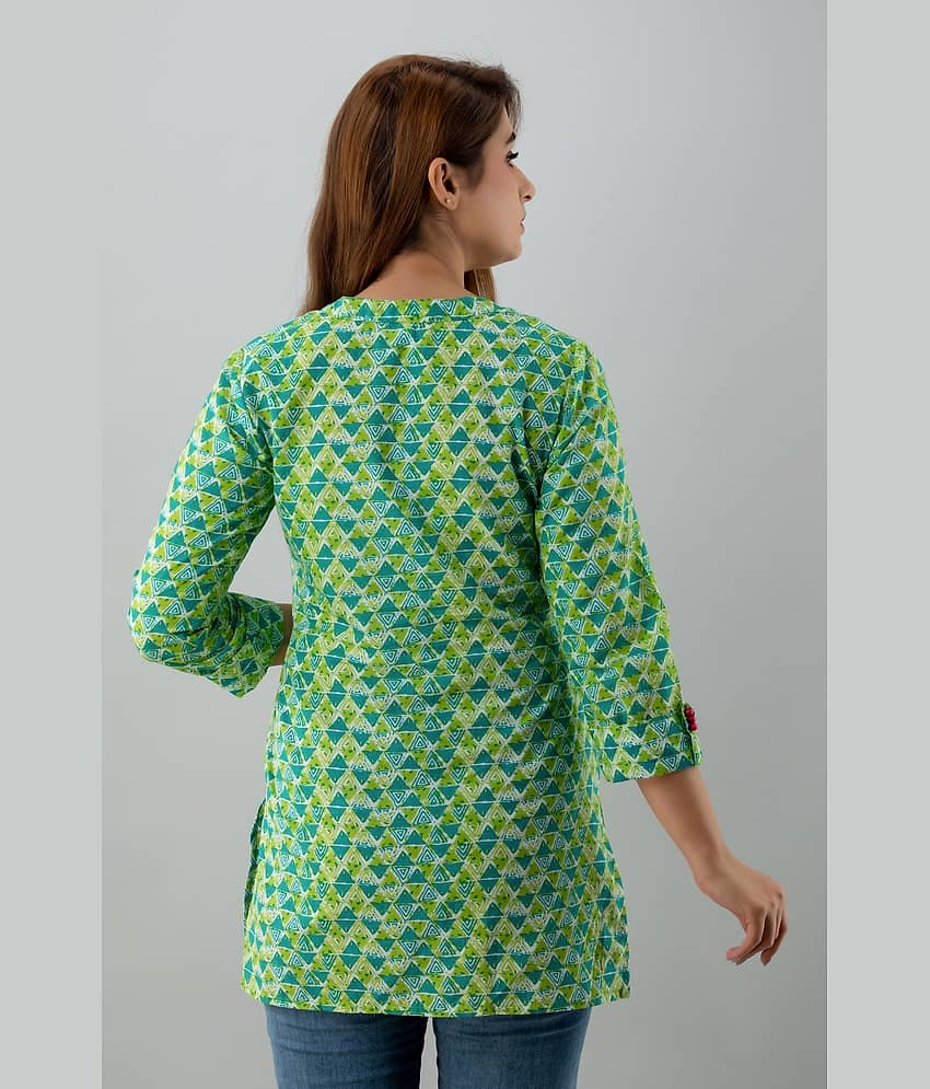 SAART BUNAAI Women's Cotton Blend Tunic ( Green ) view 2