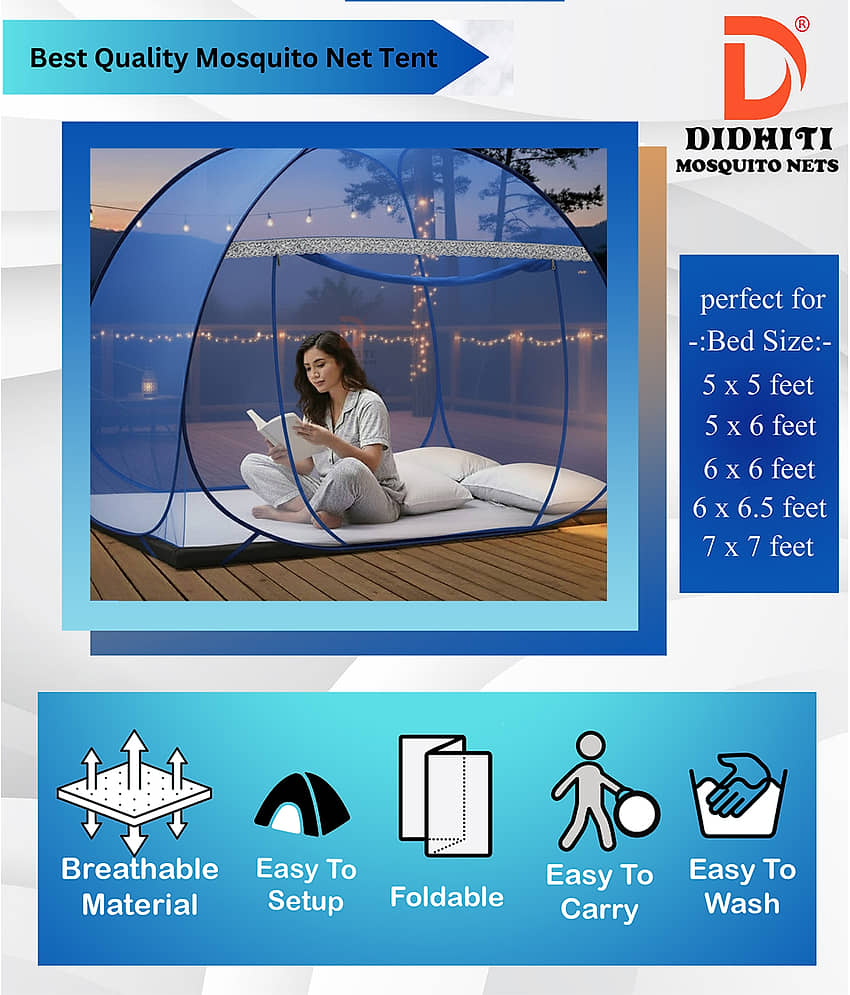 didhiti - Yellow Polycotton Foldable Mosquito Net ( Pack of 1 ) view 2