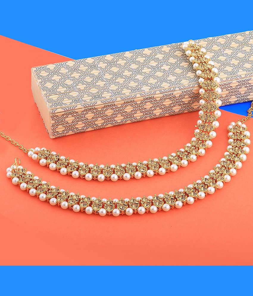 SILVER SHINE Gold plated Attractive Designer kundan Anklet for Women And Girl view 2