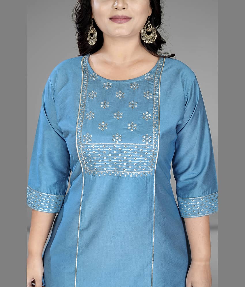 RIAANA Women Cotton Silk Zari Embroidered A-line Kurti ( Pink ) view 2