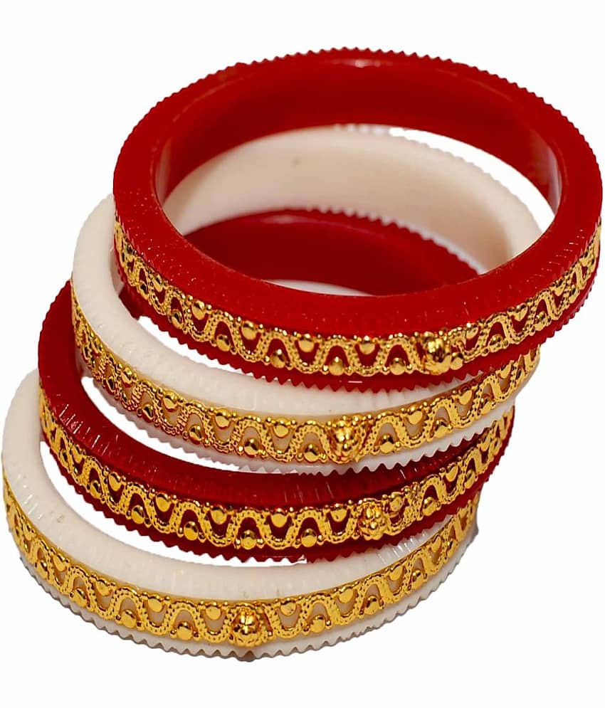 Bovzen White Bangle ( Pack of 4 )