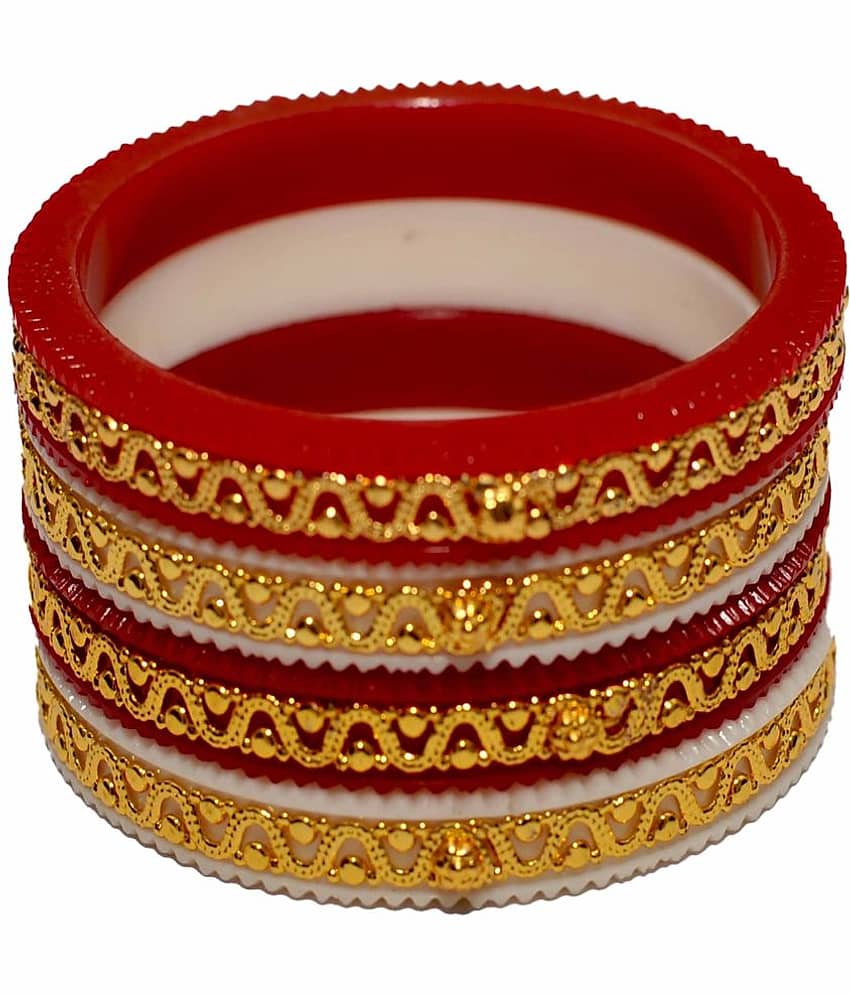 Bovzen White Bangle ( Pack of 4 ) view 2