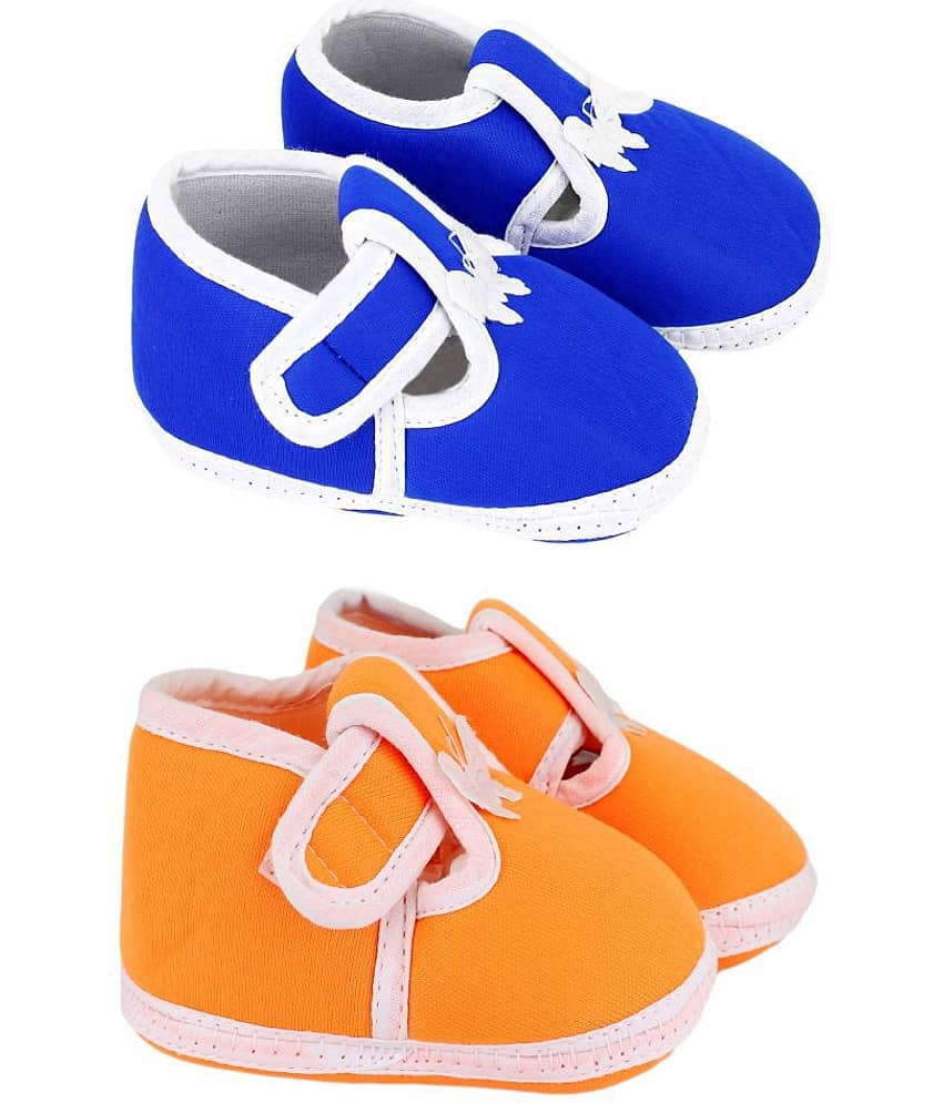 Neska Moda Unisex Set Of 2 Booties For 6 To 12 Months (Orange,Blue) view 2