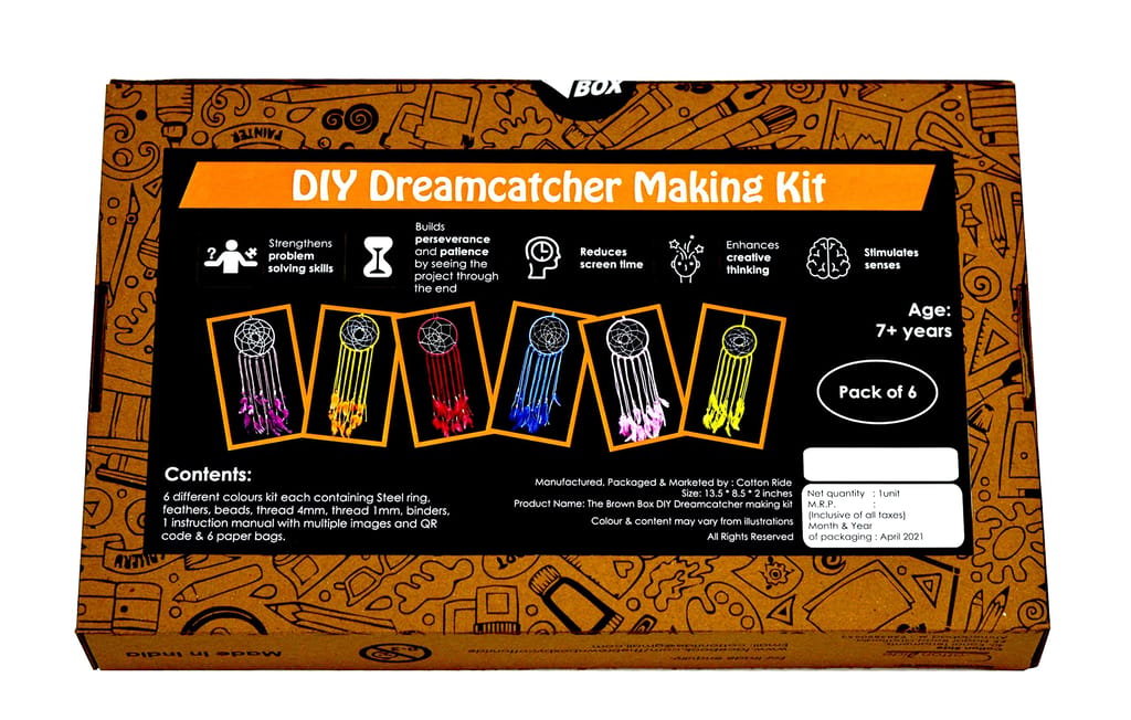 DIY Dream Catcher Making Kit.Pack of 6.Craft Kit.Art and Craft Kit.Return Gift.Birthday Return Gift.Multi Colour.The Brown Box. view 2