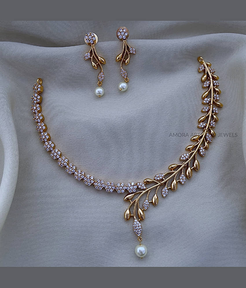 ROFARWORD Gold Brass Necklace Set ( Pack of 1 ) view 2