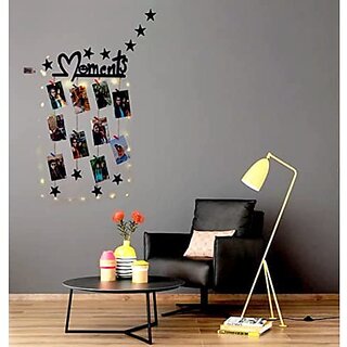Khush Its Amazing Wood Moments With 10 Star LED Light Hanging Photo Display, DIY Picture Photo Frame Collage Set Includes Multi colour Clips view 2