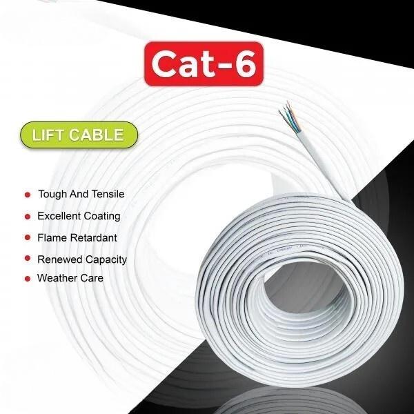 Cat 6 Cable, Lift Cable , Flat CCTV Cable , Durable and High Strength CCTV Cable for Elevator Systems -90M (Coil Pack) view 2