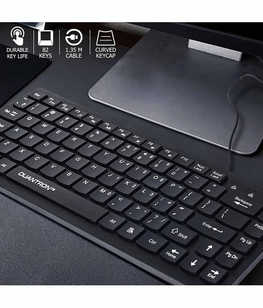 QUANTRON Black USB Wired Desktop Keyboard view 2