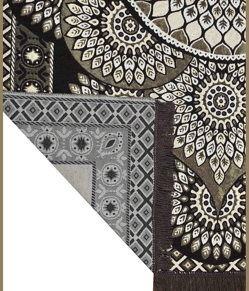 FURNISHING HUT Brown Cotton Carpet Abstract 5x7 Ft view 2
