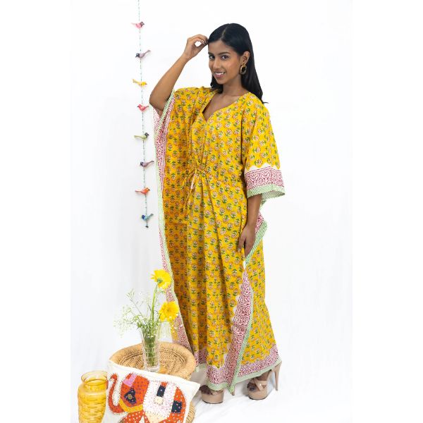 Buoyant Yellow Long Kaftan Yellow (52 Inch) view 2