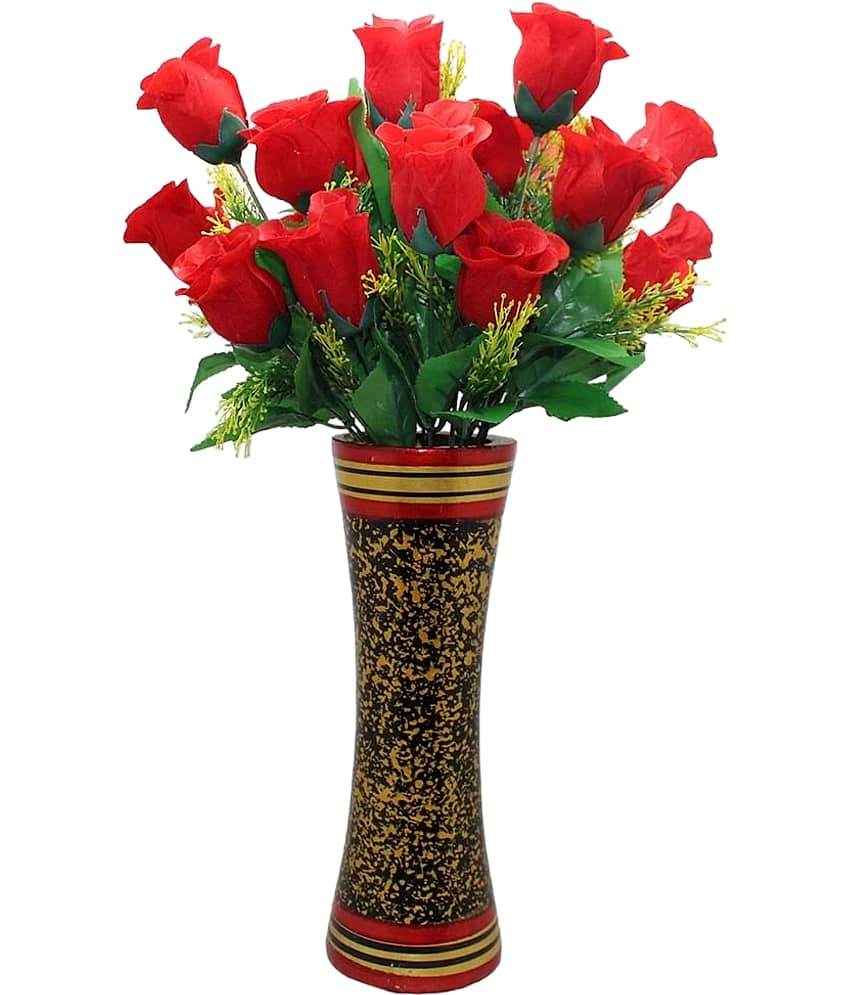 Hidooa - Red Rose Artificial Flowers Bunch ( Pack of 4 ) view 2