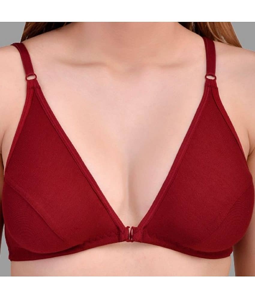 Zourt Pack of 3 Cotton Non Padded Women's Everyday Bra ( Maroon ) view 2