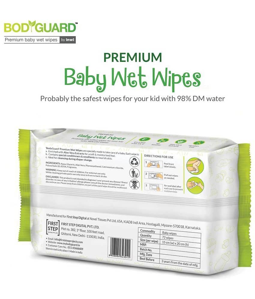 Bodyguard Baby Wet Wipes - (3 Packs, 72 Wipes per Pack) view 2