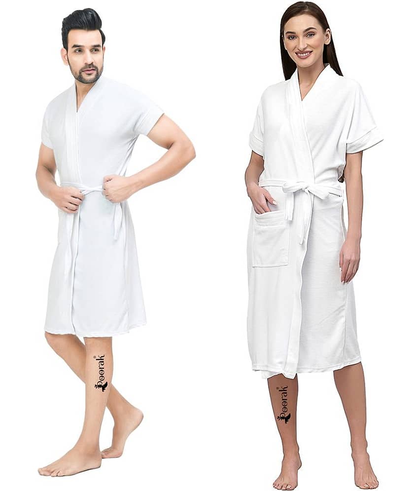 Poorak White Free Size Bathrobe ( Pack of 1 ) view 2