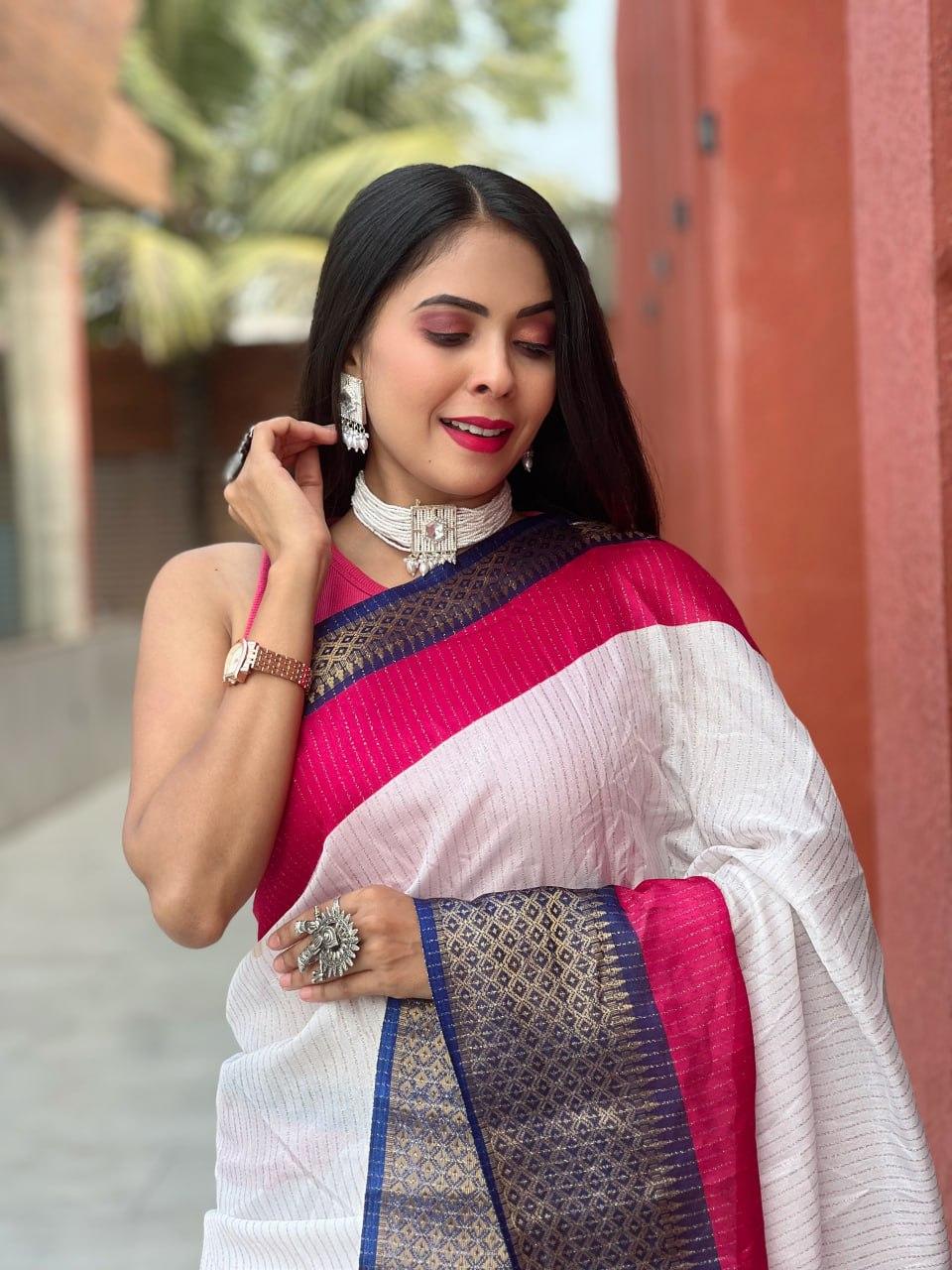 Dola Silk Saree with Jacquard Border view 2