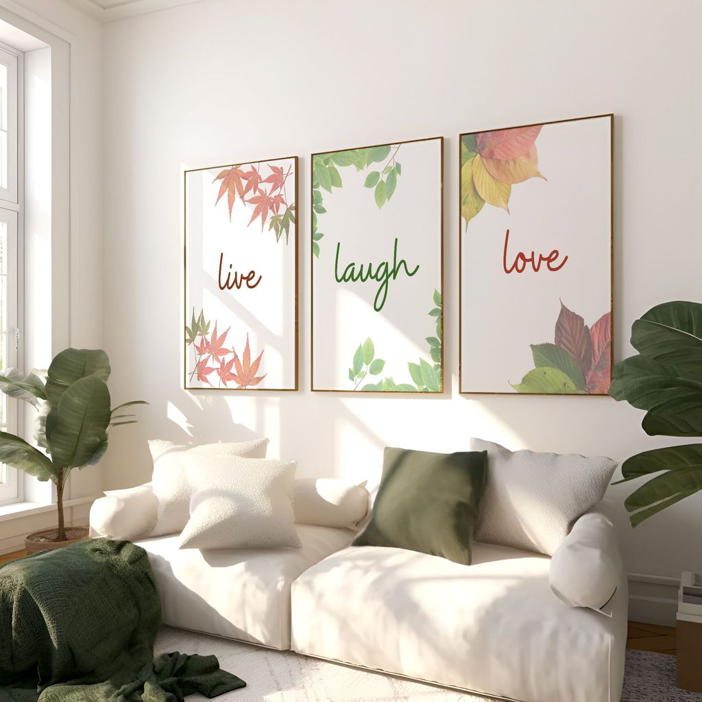Rustic Charm Set of 3 Motivational Quotes Wall Art for Living room, Office & Gym | Love Laugh|9 x 13 inches (A4)|Wenge view 2