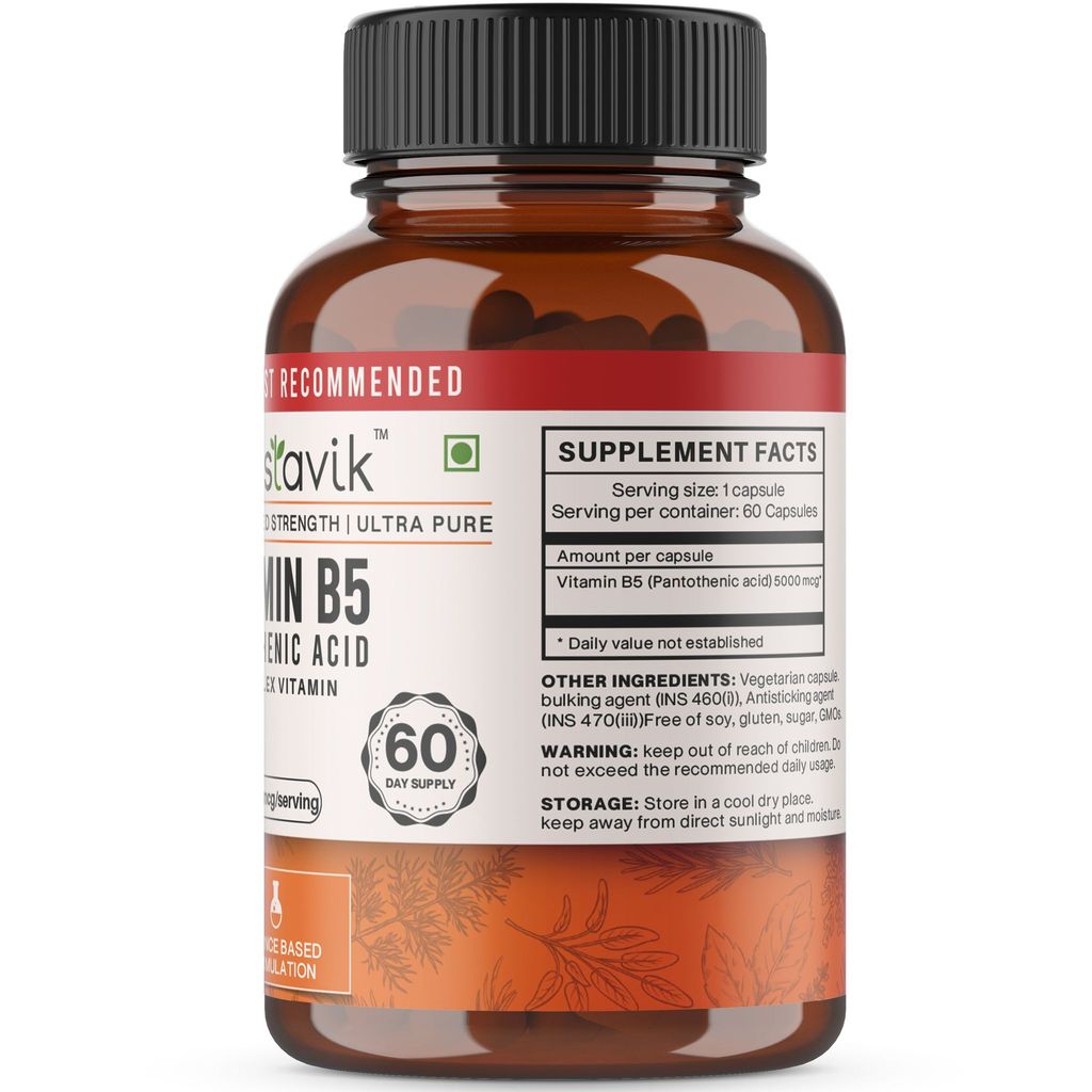 Vaastavik Vitamin B5 Pantothenic Acid 5000 mcg 60 Capsules view 2