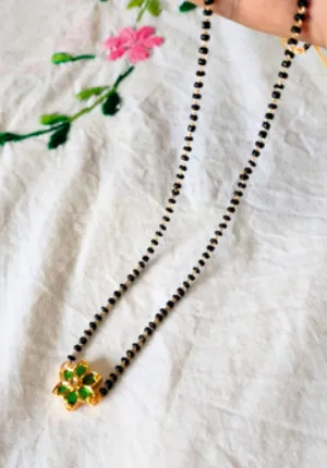 GREEN TINY FLOWER DESIGNSHORT MANGALSUTRA view 2