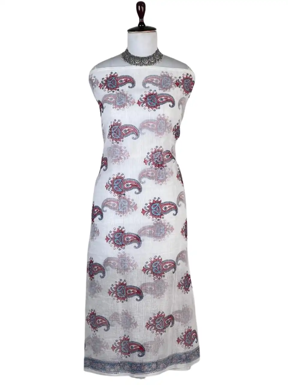 Kota Doria Dress Material Brick Red Paisley Buta view 2