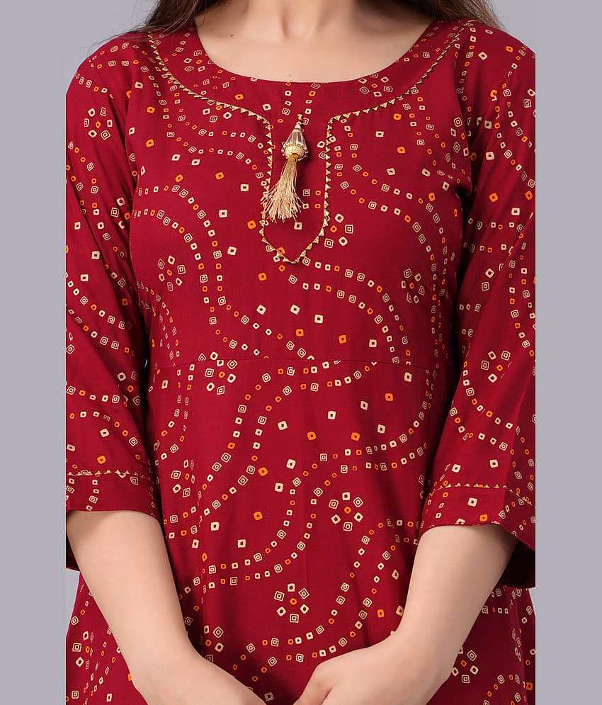 Smien - Blue Rayon Women's Flared Kurti ( Pack of 1 ) view 2