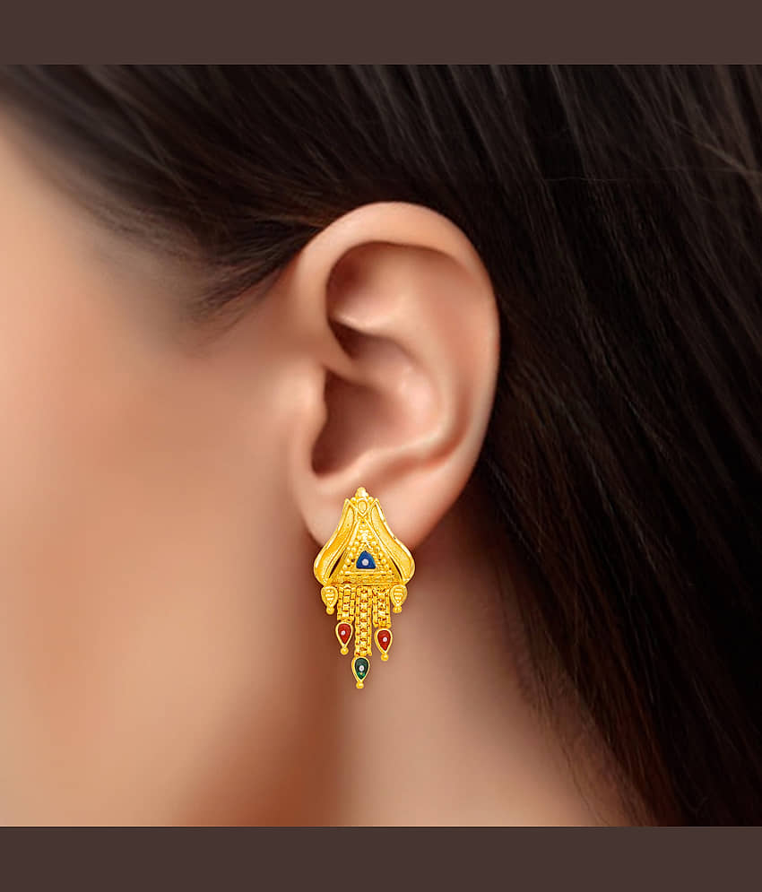 Drashti Collection Golden Stud Earrings ( Pack of 1 ) view 2
