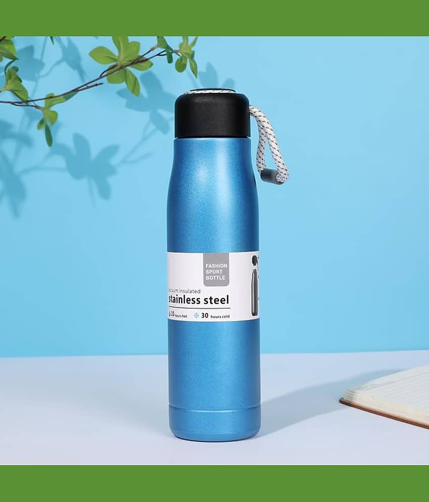 Bhavyta Water Bottle with Portable Lid Vacuum Insulated Blue Stainless Steel Water Bottle 500 mL ( Set of 1 ) view 2