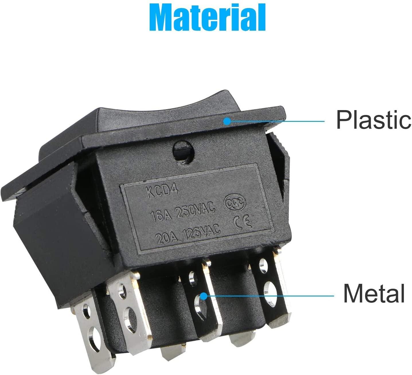 DPDT 16 Amp 6 Pins Mini Toggle Switch - 3 Position ON/Off/ON for Car, Auto, and Boat view 2