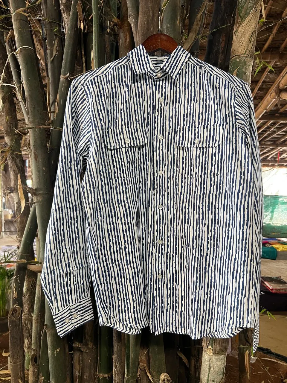 Maatitva Blue Rain Eco Artisan Cotton Mens Shirt